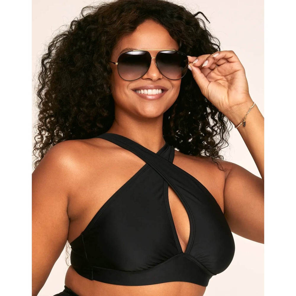 Adore Me Demi Bralette Swim Top Black 0X NWT